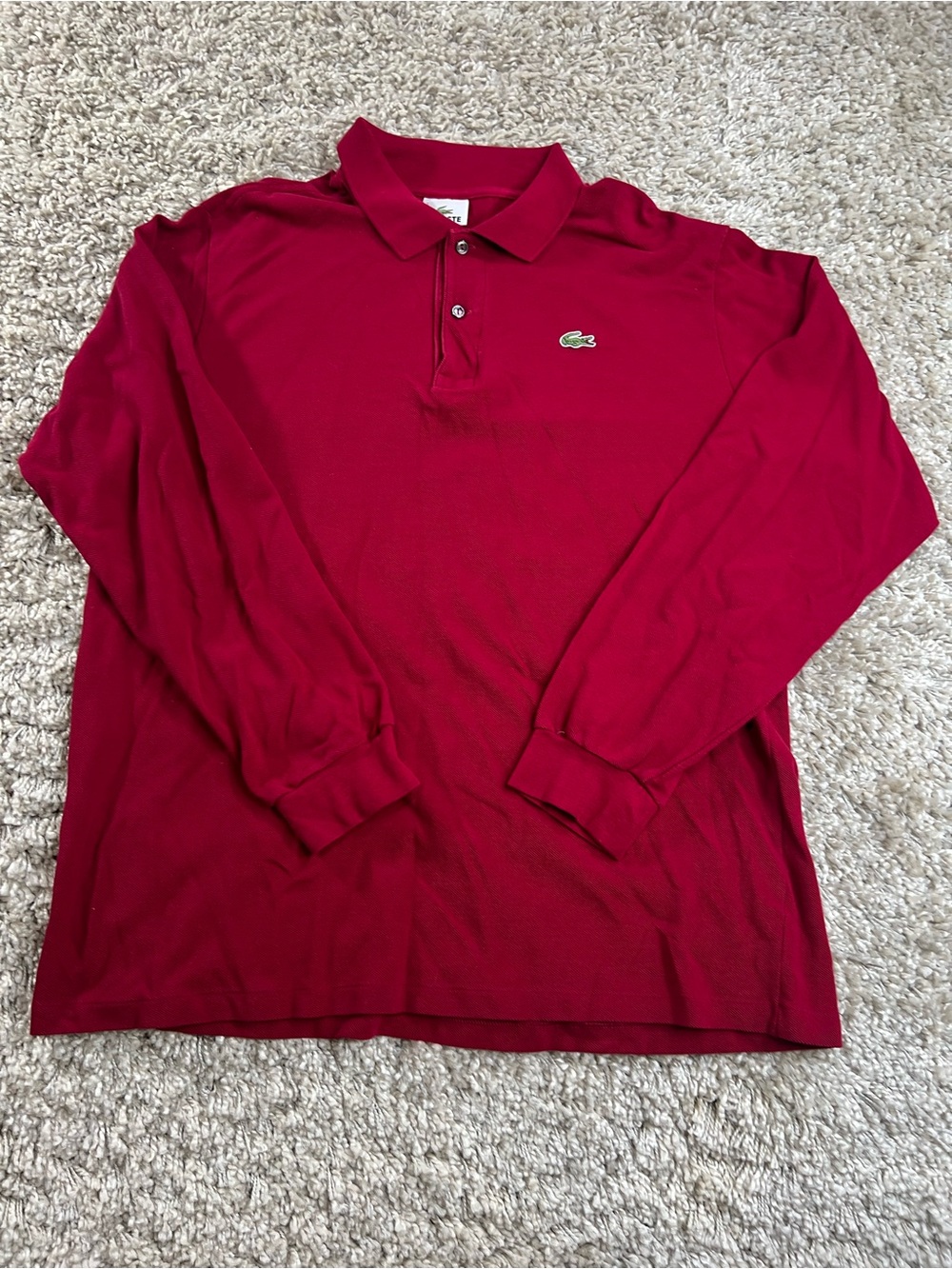 Lacoste Men’s Long Sleeve Polo Shirt in Deep Red